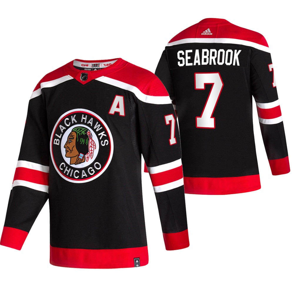 2021 Adidias Chicago Blackhawks #7 Brent Seabrook Black Men Reverse Retro Alternate NHL Jersey